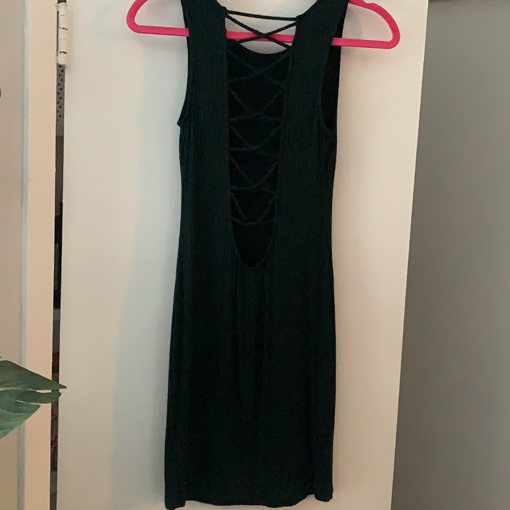 Strappy Open Back Ribbed Knit Midi Dress
